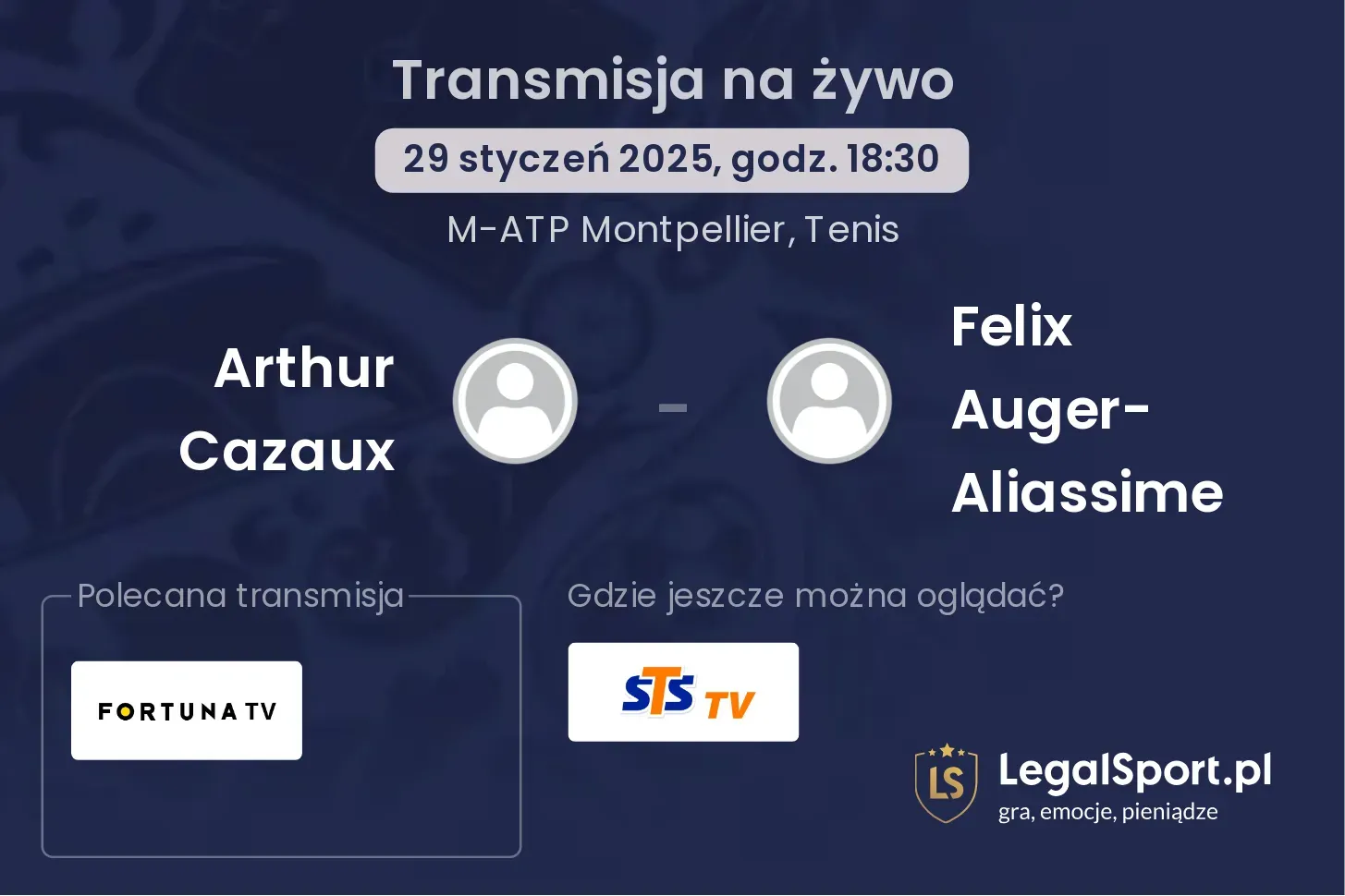 Arthur Cazaux - Felix Auger-Aliassime transmisja na żywo