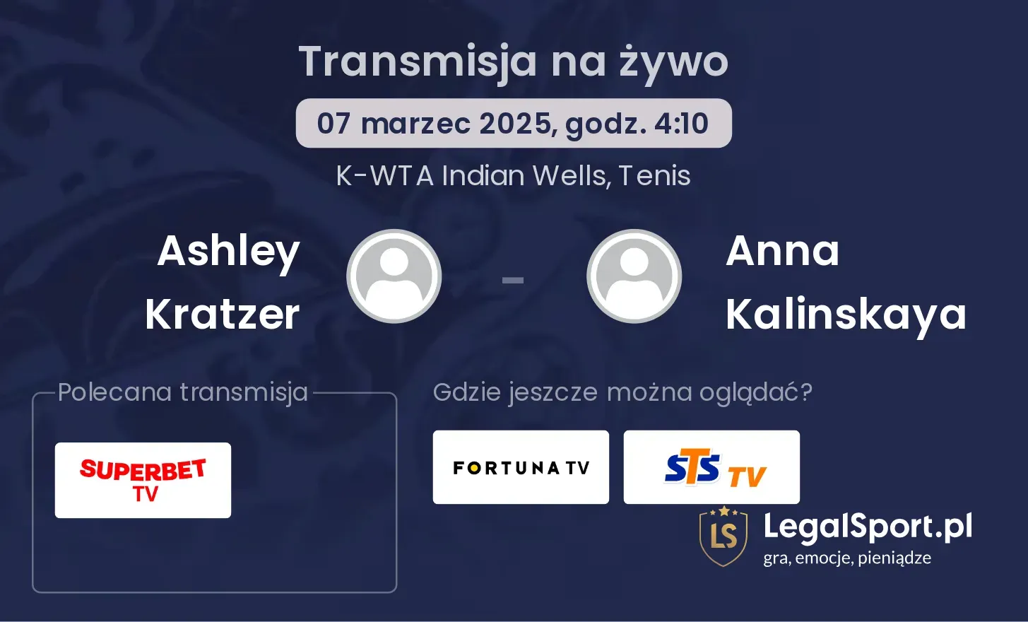 Ashley Kratzer - Anna Kalinskaya transmisja na żywo