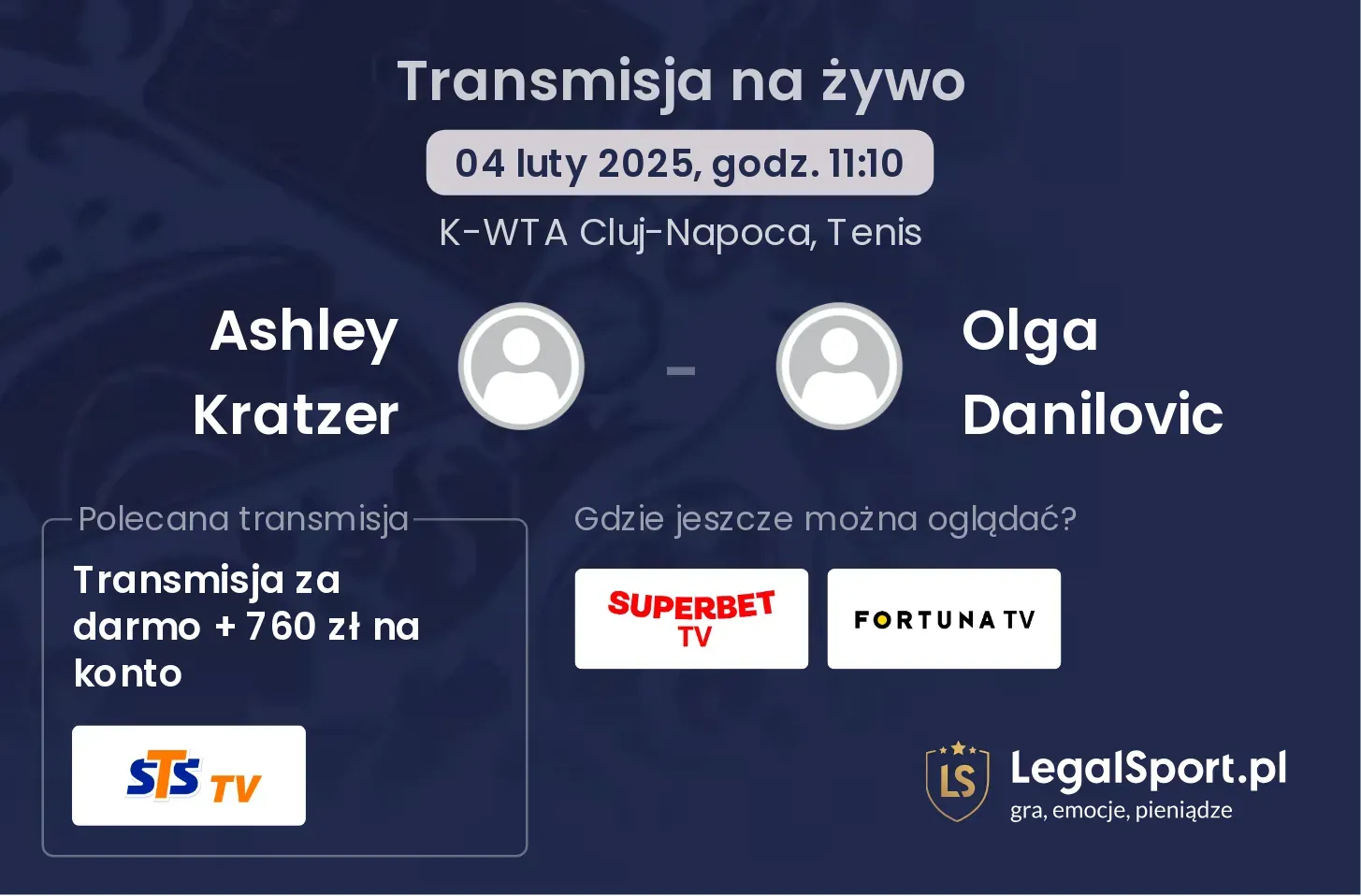 Ashley Kratzer - Olga Danilovic transmisja na żywo