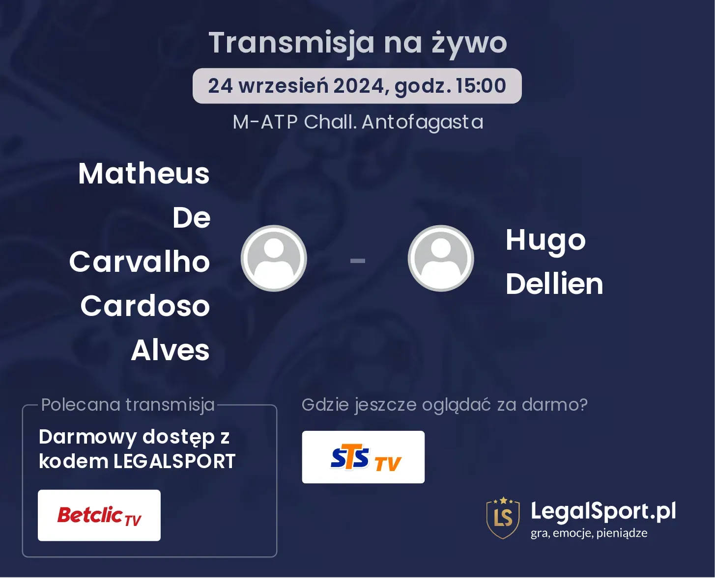 Matheus De Carvalho Cardoso Alves - Hugo Dellien transmisja na żywo