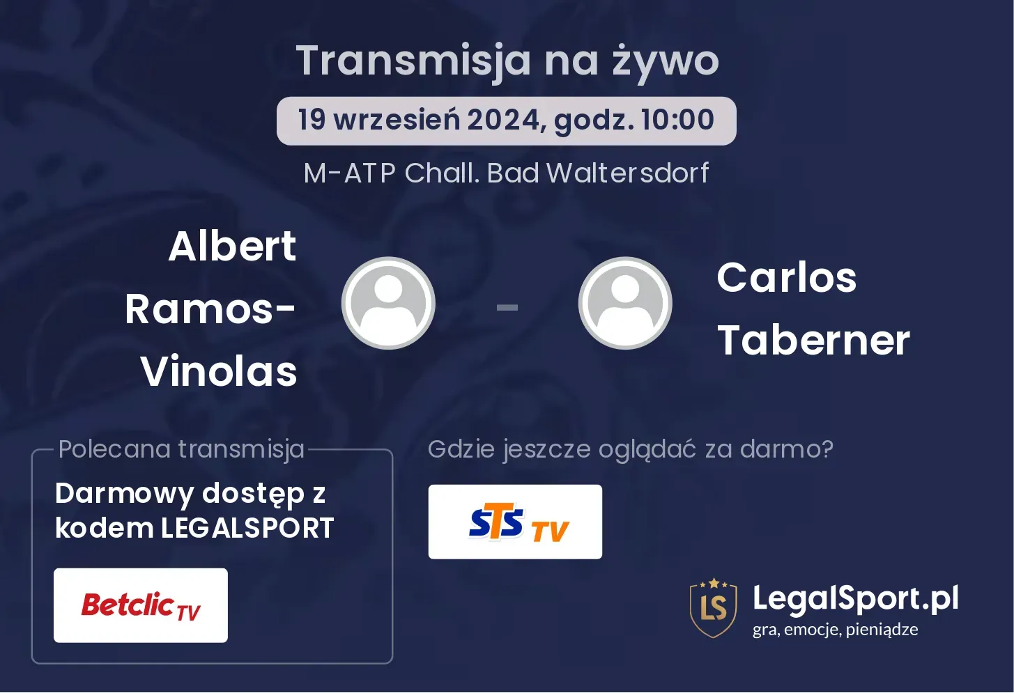 Albert Ramos-Vinolas - Carlos Taberner transmisja na żywo