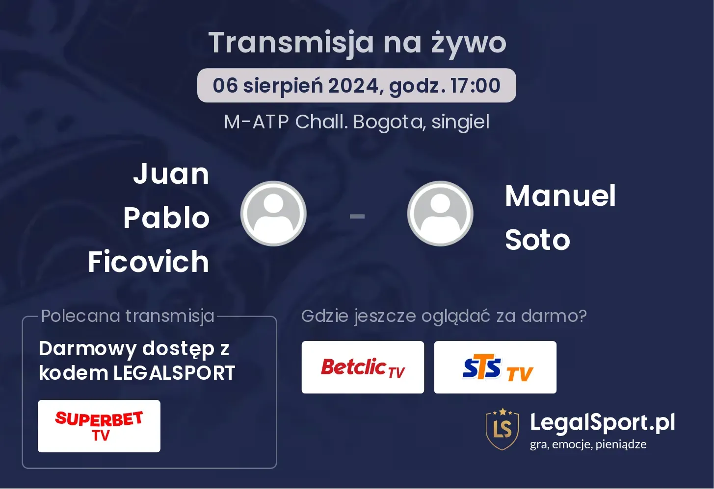 Juan Pablo Ficovich - Manuel Soto transmisja na żywo