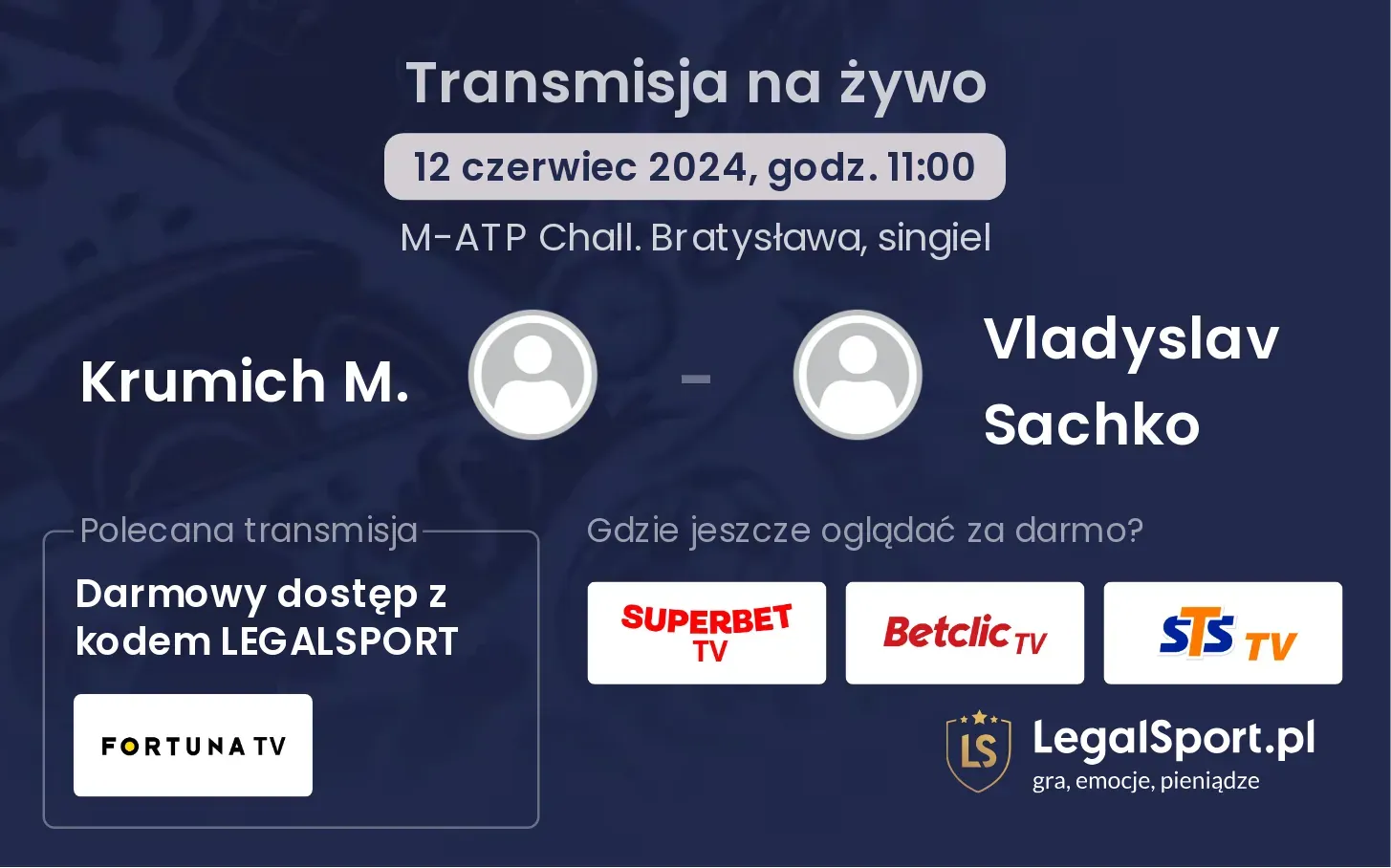 Krumich M. - Vladyslav Sachko transmisja na żywo