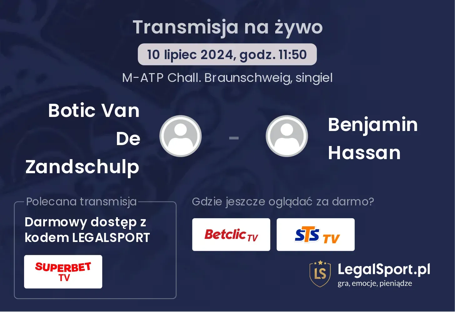 Botic Van De Zandschulp - Benjamin Hassan transmisja na żywo