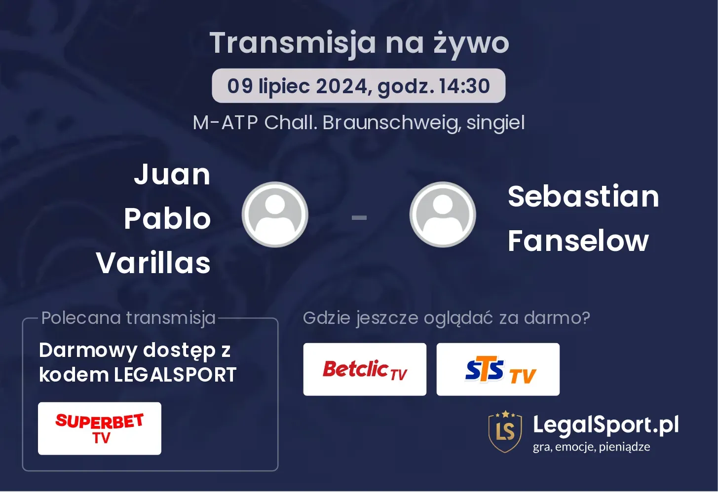 Juan Pablo Varillas - Sebastian Fanselow transmisja na żywo