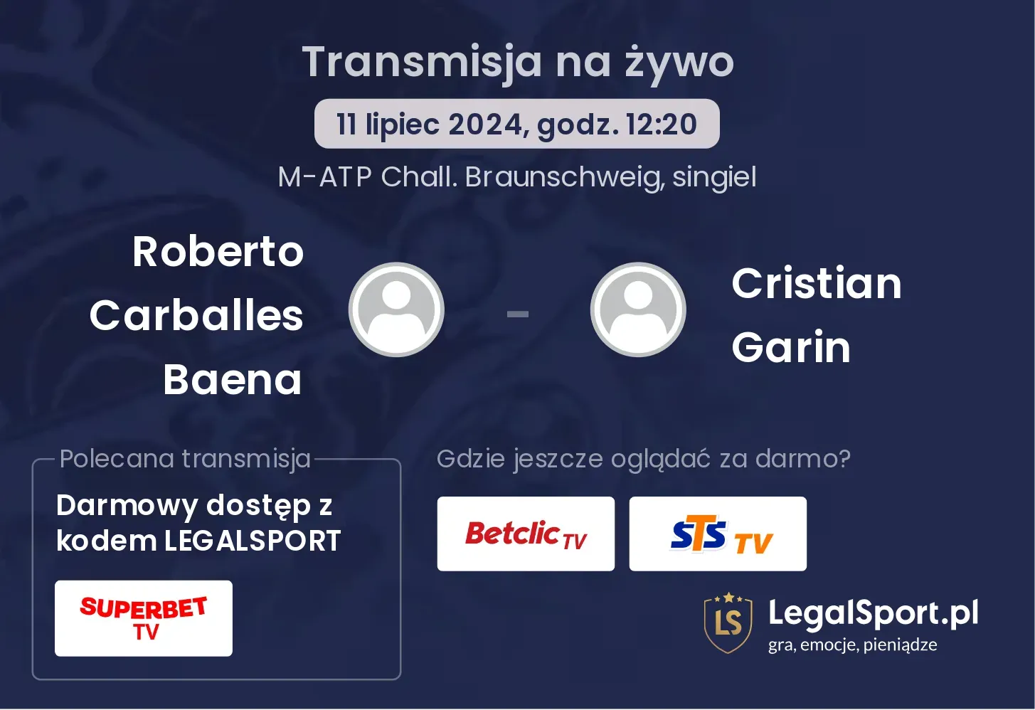 Roberto Carballes Baena - Cristian Garin transmisja na żywo