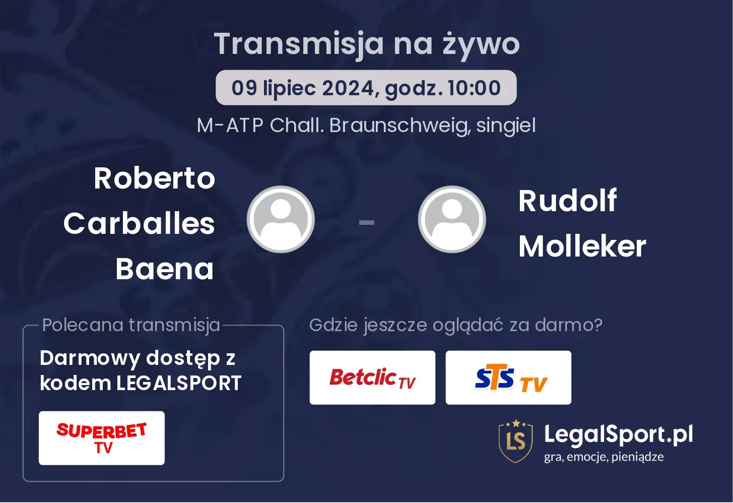 Roberto Carballes Baena - Rudolf Molleker transmisja na żywo