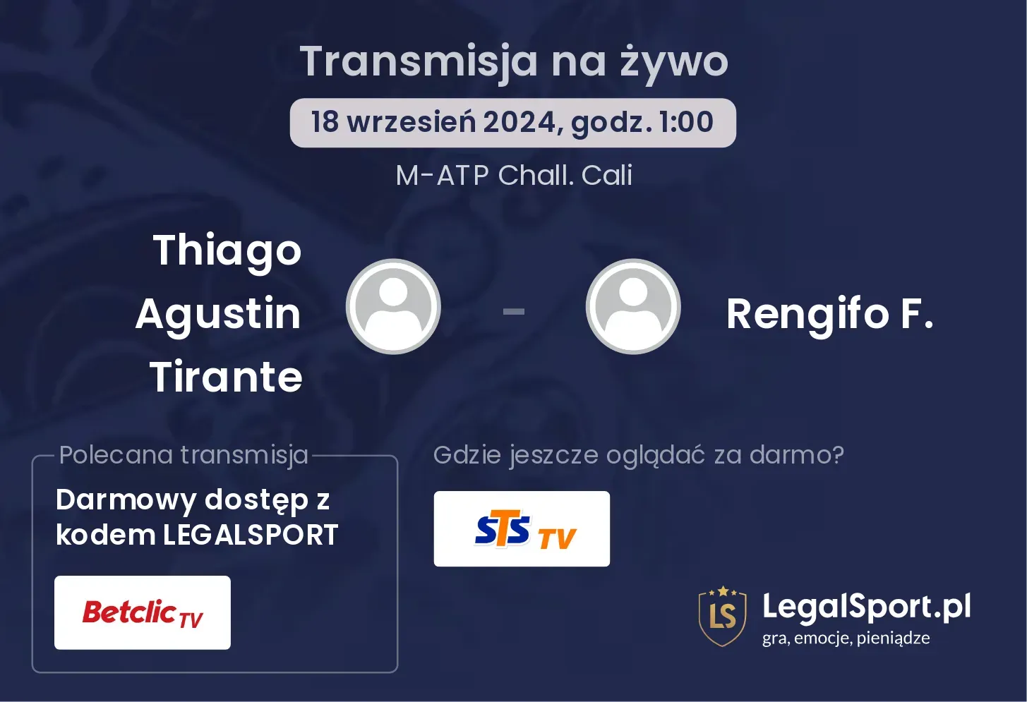 Thiago Agustin Tirante - Rengifo F. transmisja na żywo