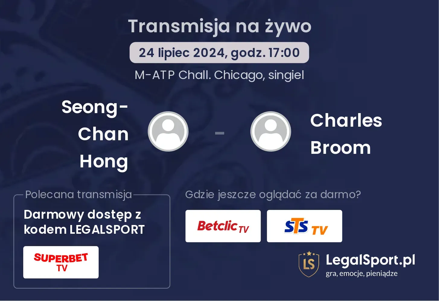 Seong-Chan Hong - Charles Broom  transmisja na żywo