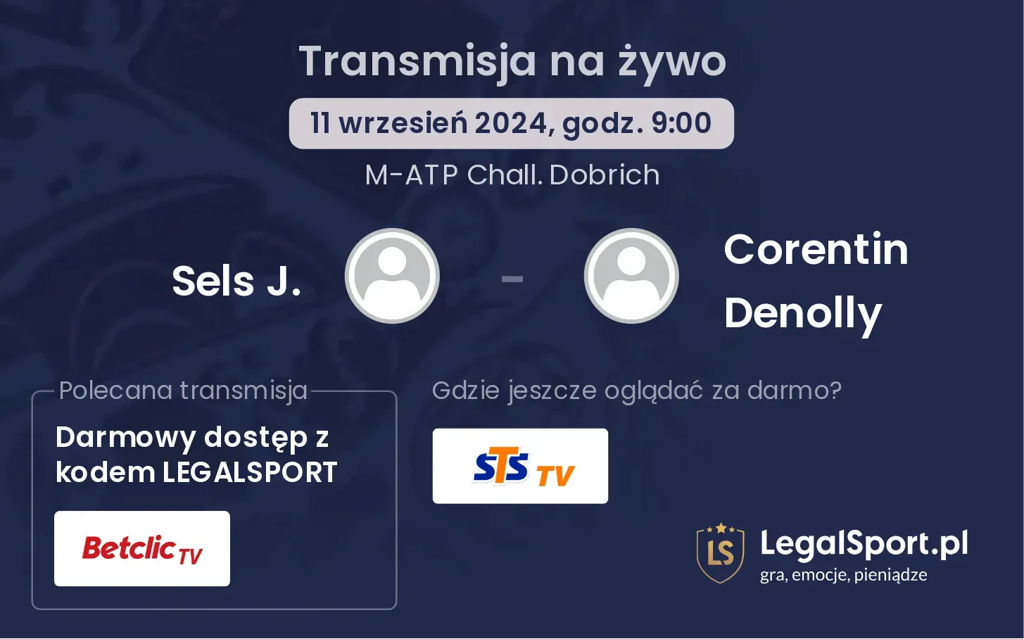 Sels J. - Corentin Denolly transmisja na żywo