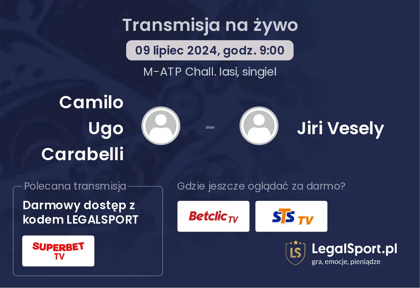 Camilo Ugo Carabelli - Jiri Vesely transmisja na żywo