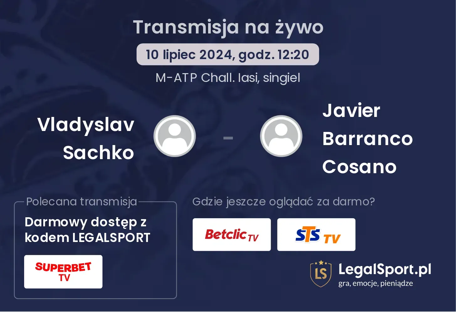 Vladyslav Sachko - Javier Barranco Cosano transmisja na żywo