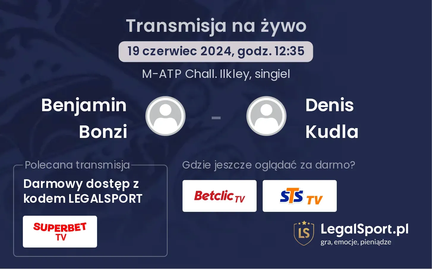 Benjamin Bonzi - Denis Kudla transmisja na żywo