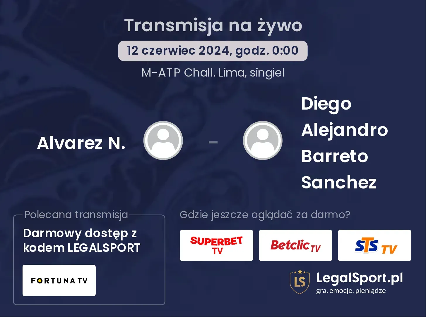 Alvarez N. - Diego Alejandro Barreto Sanchez transmisja na żywo