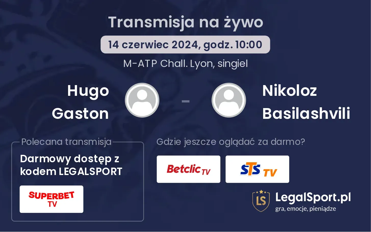 Hugo Gaston - Nikoloz Basilashvili transmisja na żywo