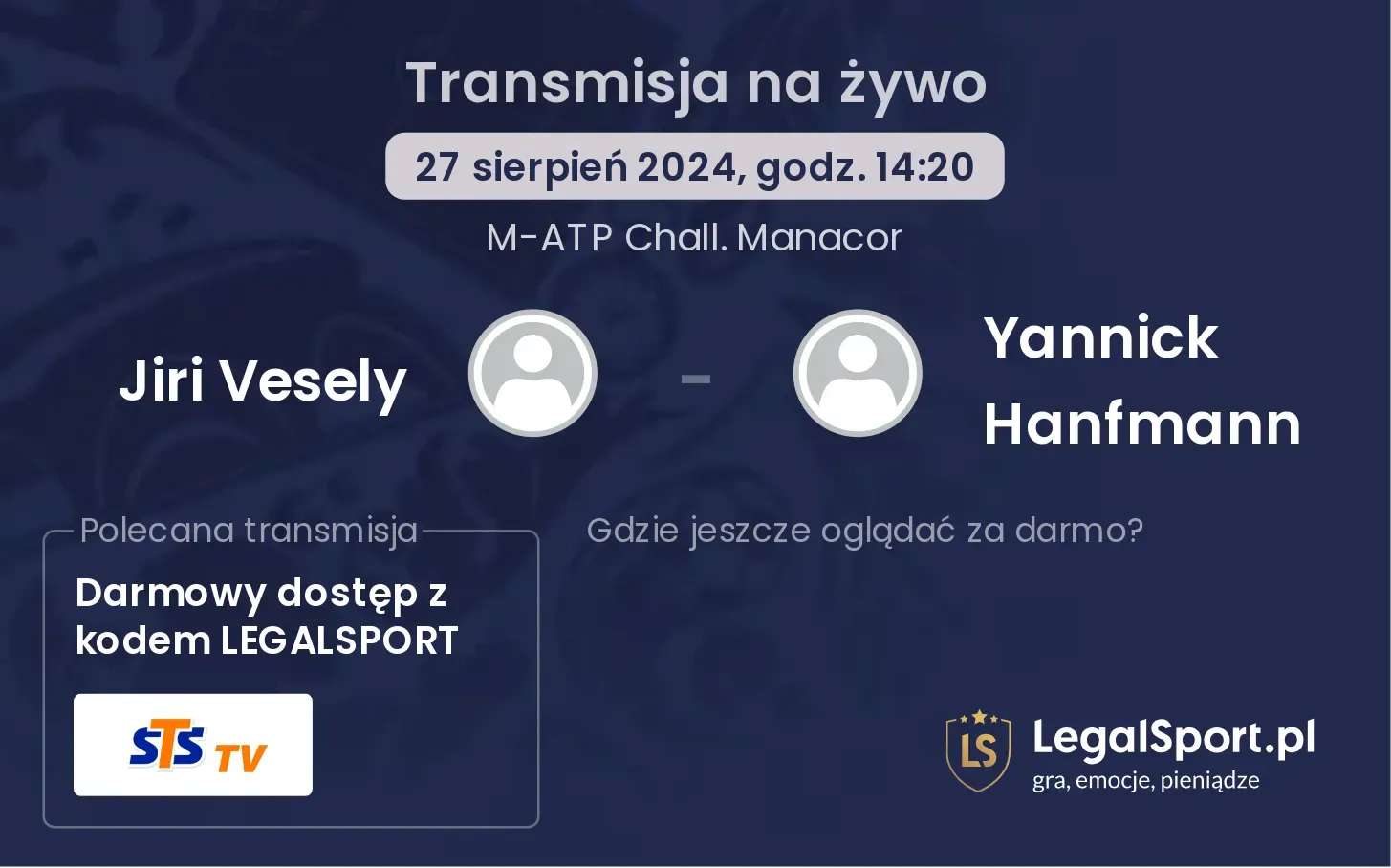 Jiri Vesely - Yannick Hanfmann transmisja na żywo