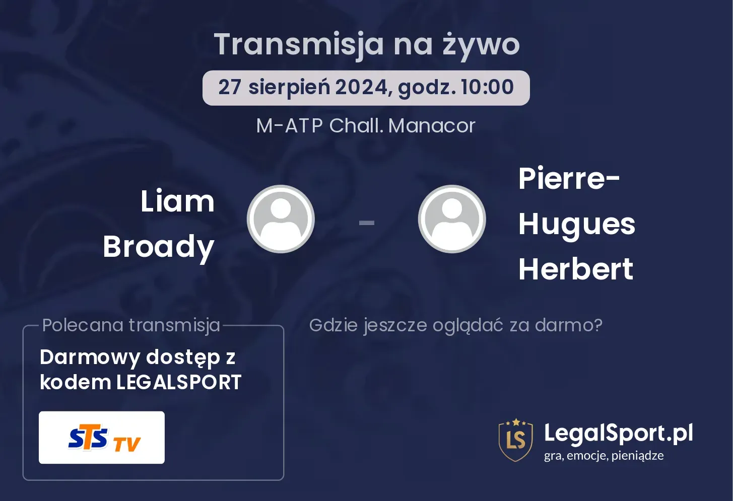 Liam Broady - Pierre-Hugues Herbert transmisja na żywo