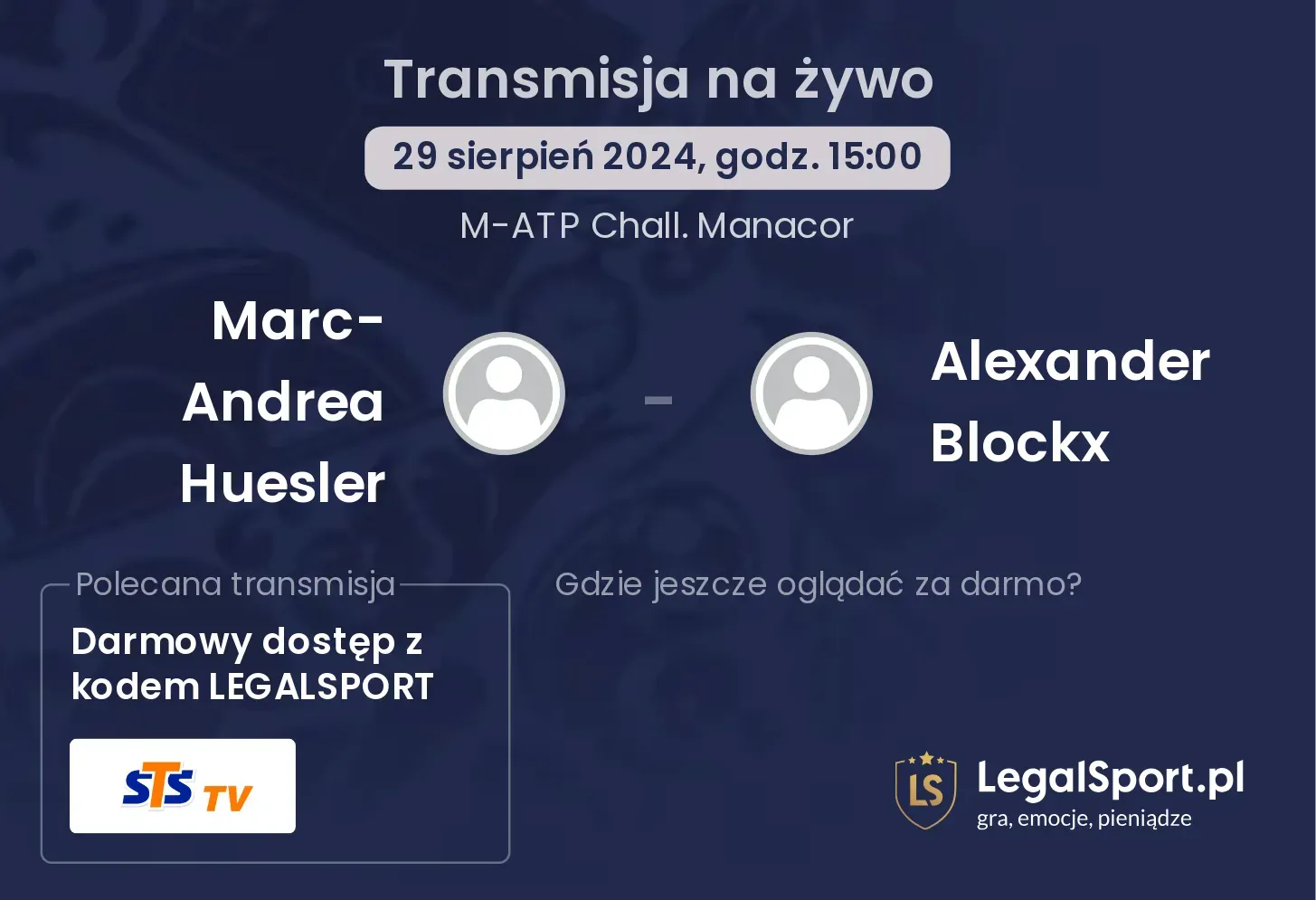 Marc-Andrea Huesler - Alexander Blockx transmisja na żywo