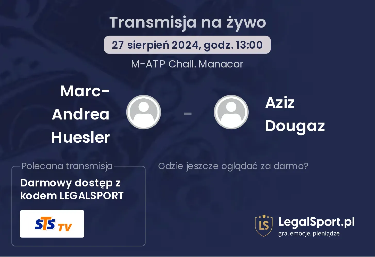 Marc-Andrea Huesler - Aziz Dougaz transmisja na żywo