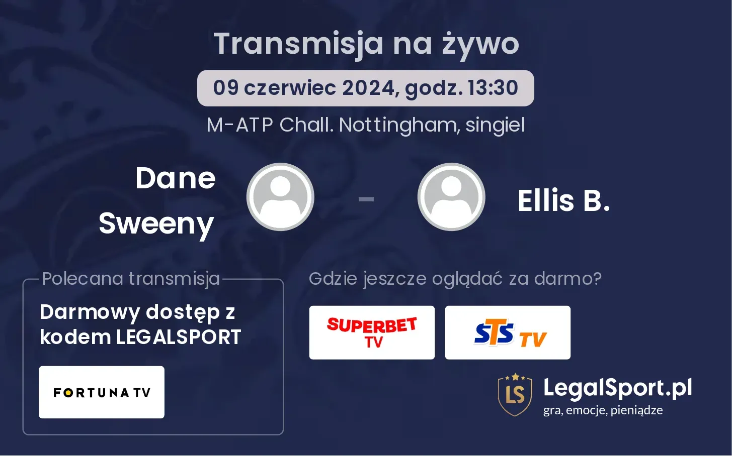 Dane Sweeny - Ellis B. transmisja na żywo