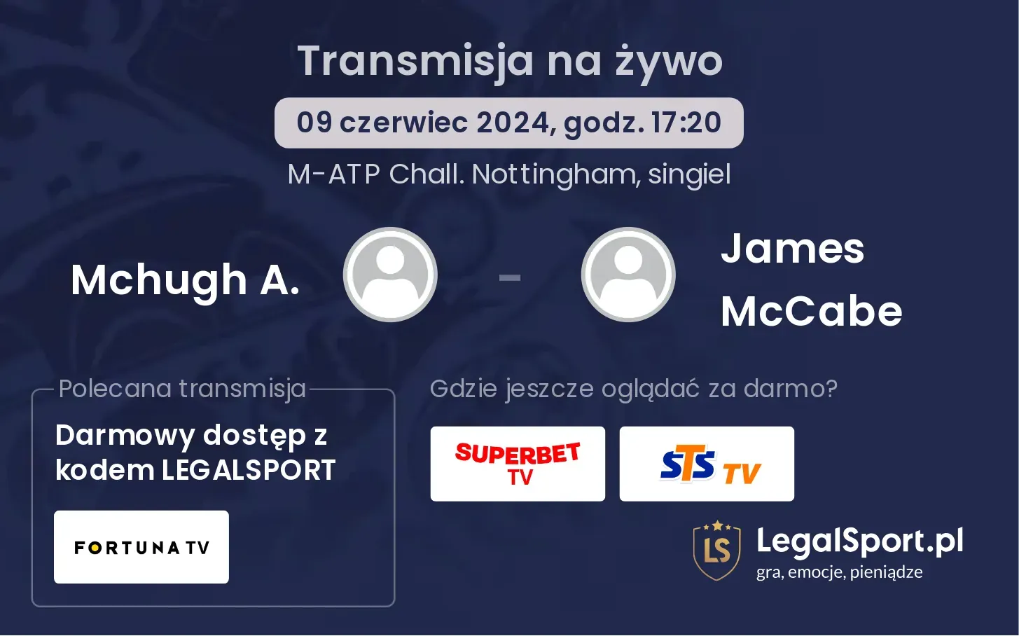 Mchugh A. - James McCabe transmisja na żywo