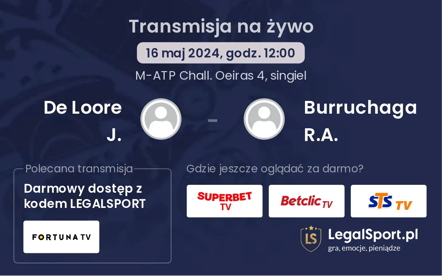 De Loore J. - Burruchaga R.A. transmisja na żywo