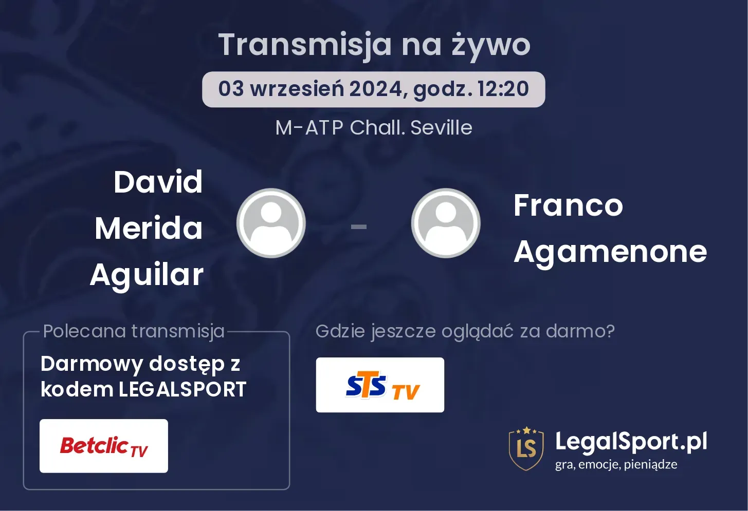 David Merida Aguilar - Franco Agamenone transmisja na żywo