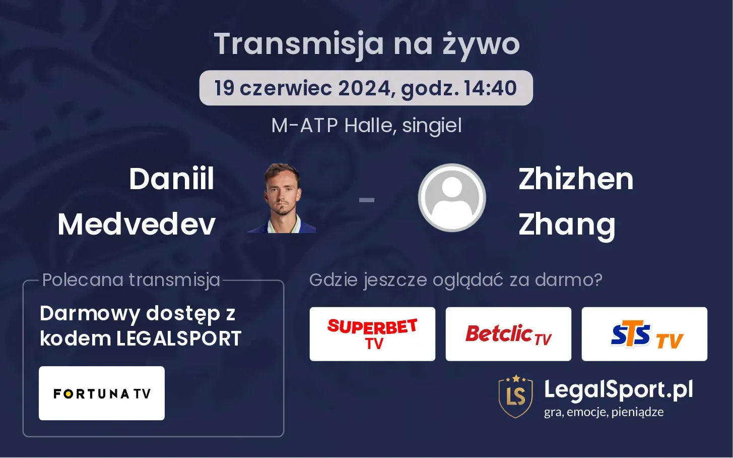 Daniil Medvedev - Zhizhen Zhang transmisja na żywo