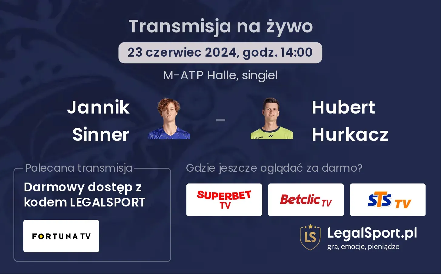 Jannik Sinner - Hubert Hurkacz transmisja na żywo