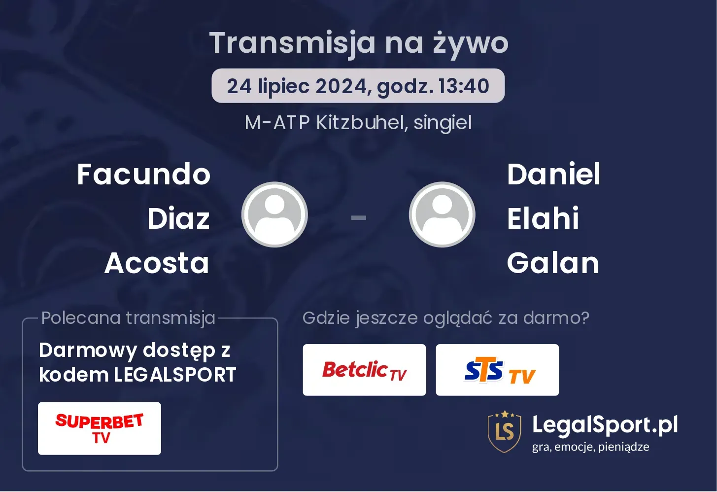 Facundo Diaz Acosta - Daniel Elahi Galan transmisja na żywo