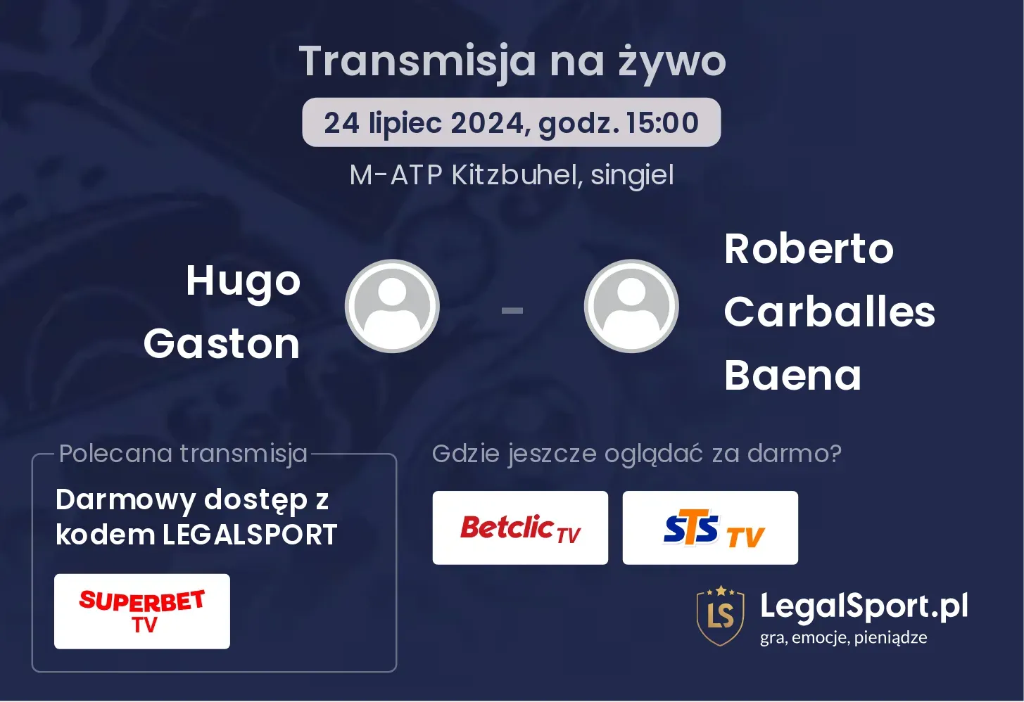 Hugo Gaston - Roberto Carballes Baena transmisja na żywo