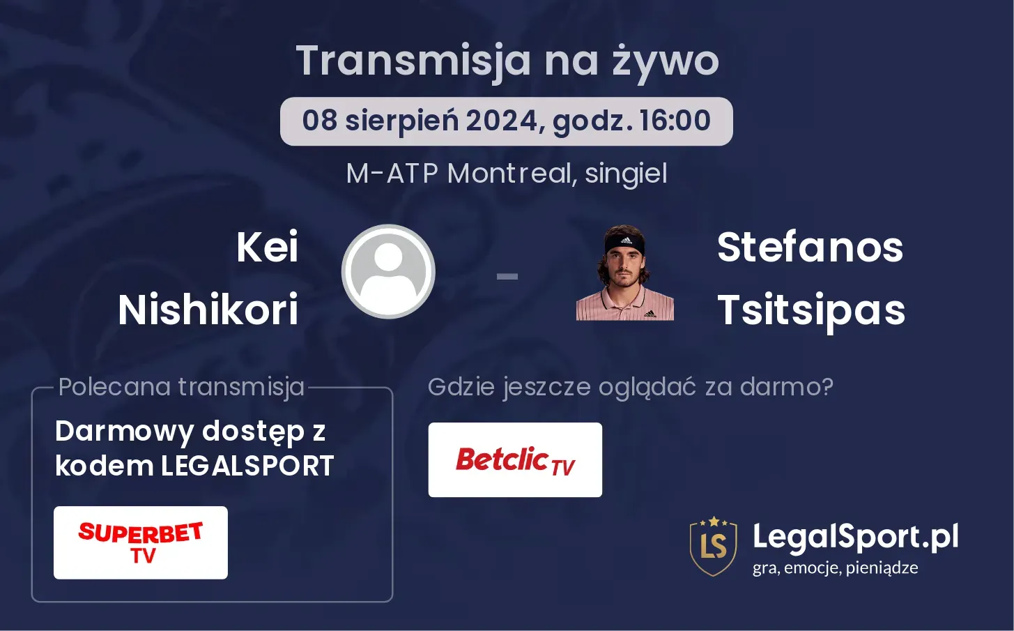 Kei Nishikori - Stefanos Tsitsipas transmisja na żywo