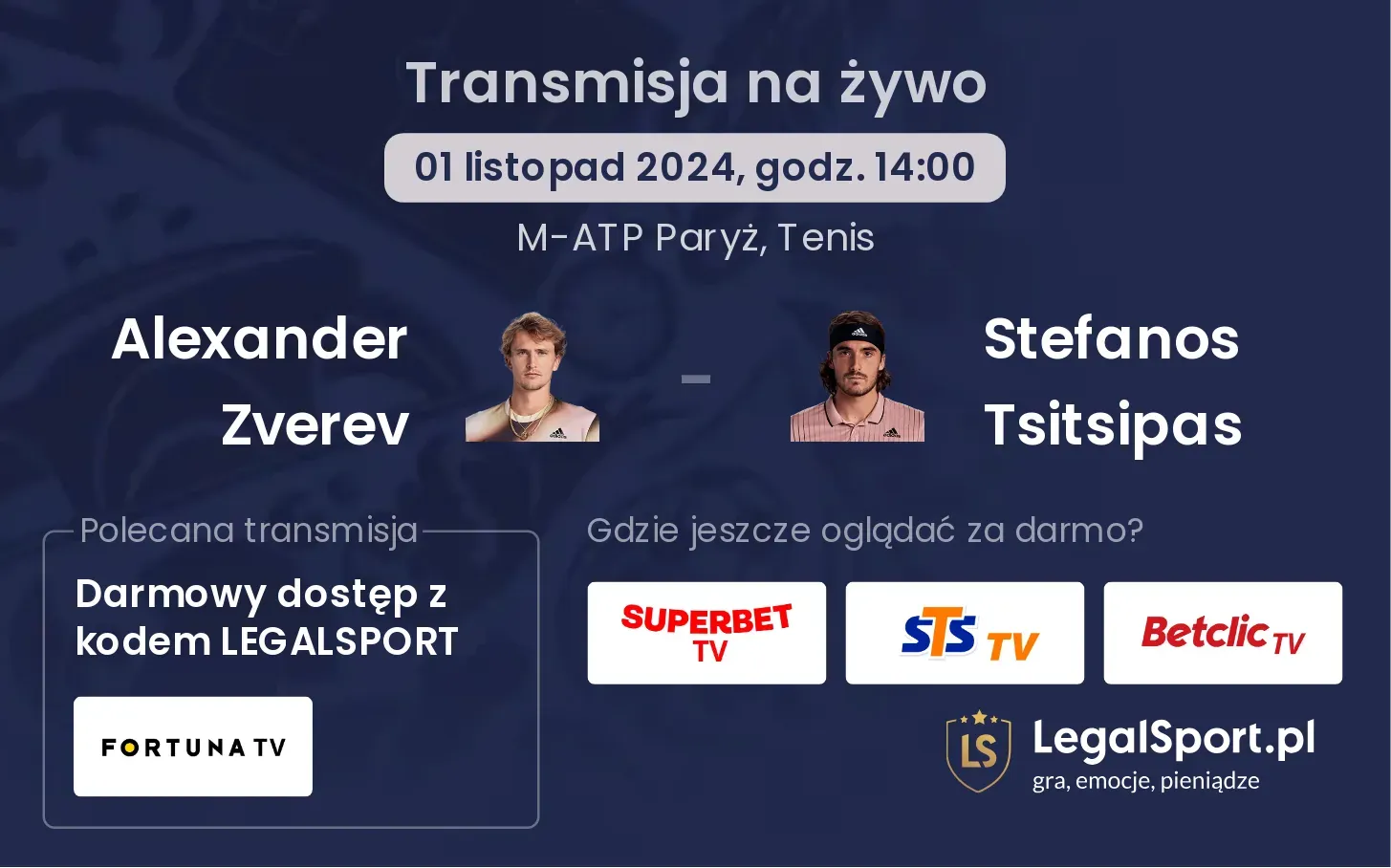 Alexander Zverev - Stefanos Tsitsipas transmisja na żywo