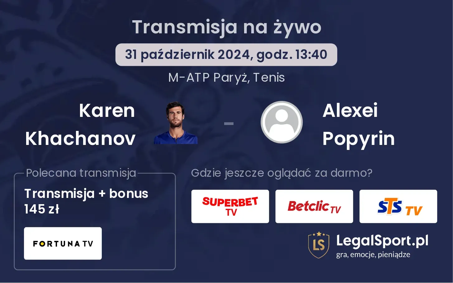 Karen Khachanov - Alexei Popyrin transmisja na żywo