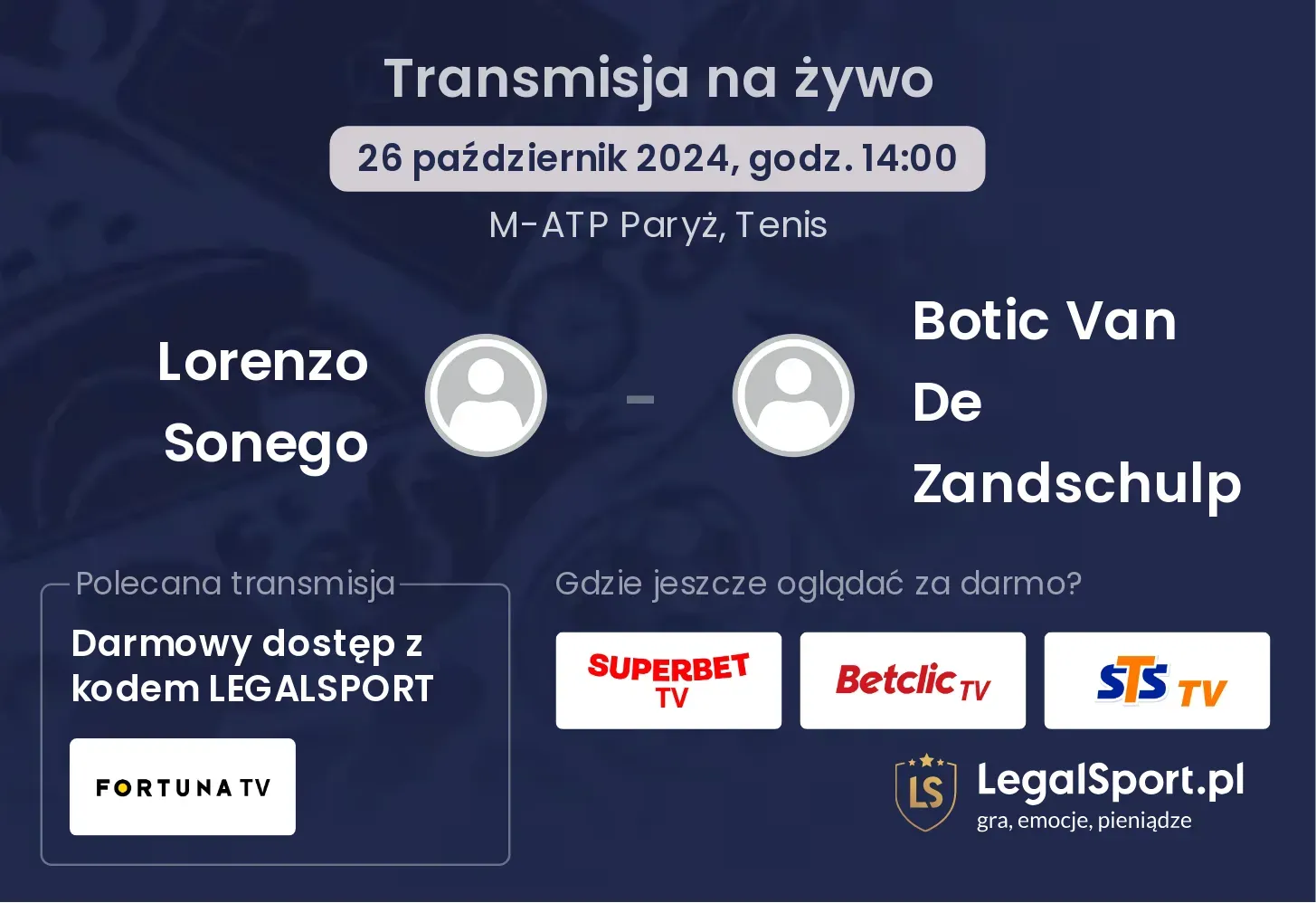 Lorenzo Sonego - Botic Van De Zandschulp transmisja na żywo