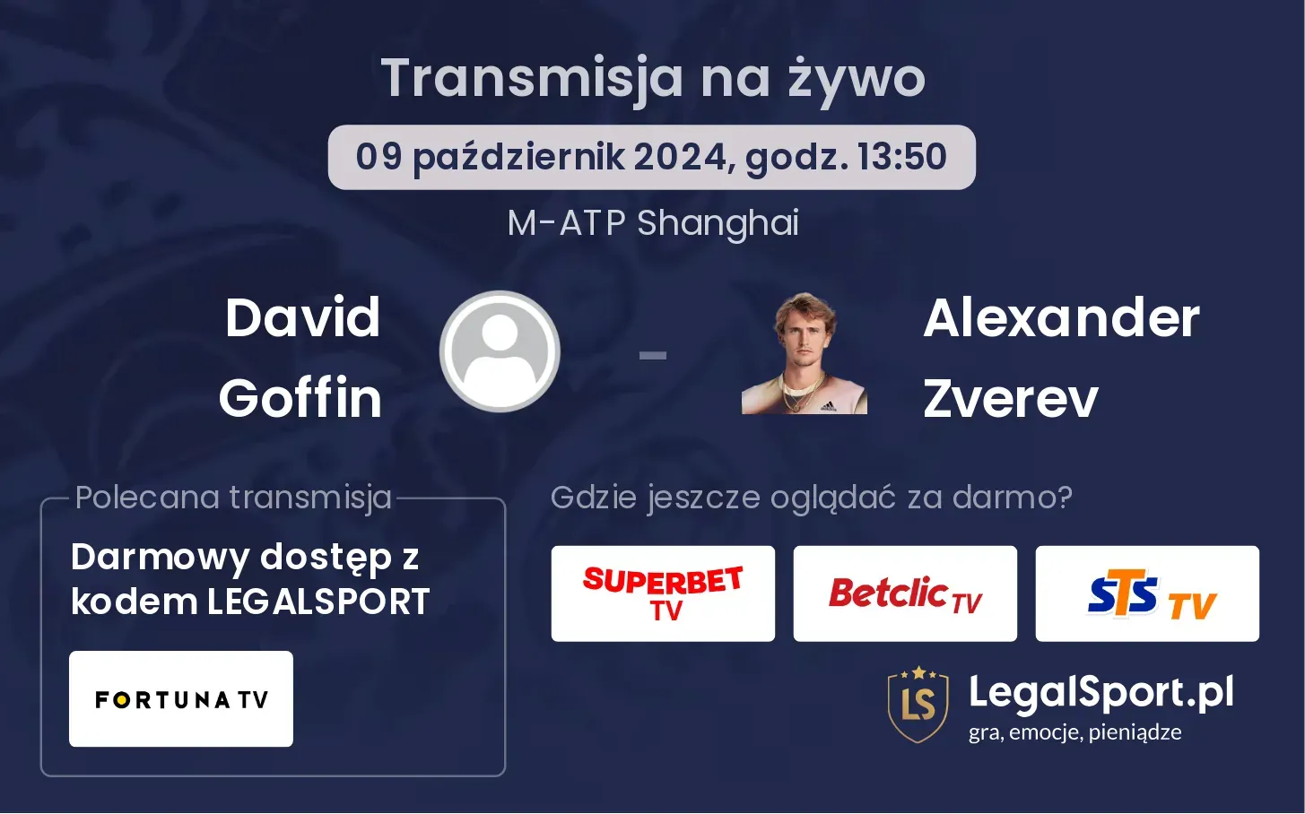 David Goffin - Alexander Zverev transmisja na żywo