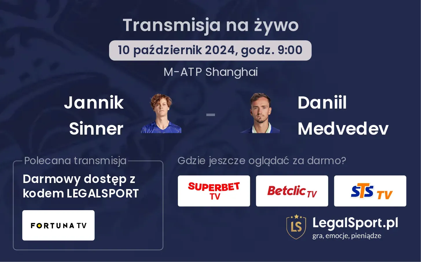 Jannik Sinner - Daniil Medvedev transmisja na żywo