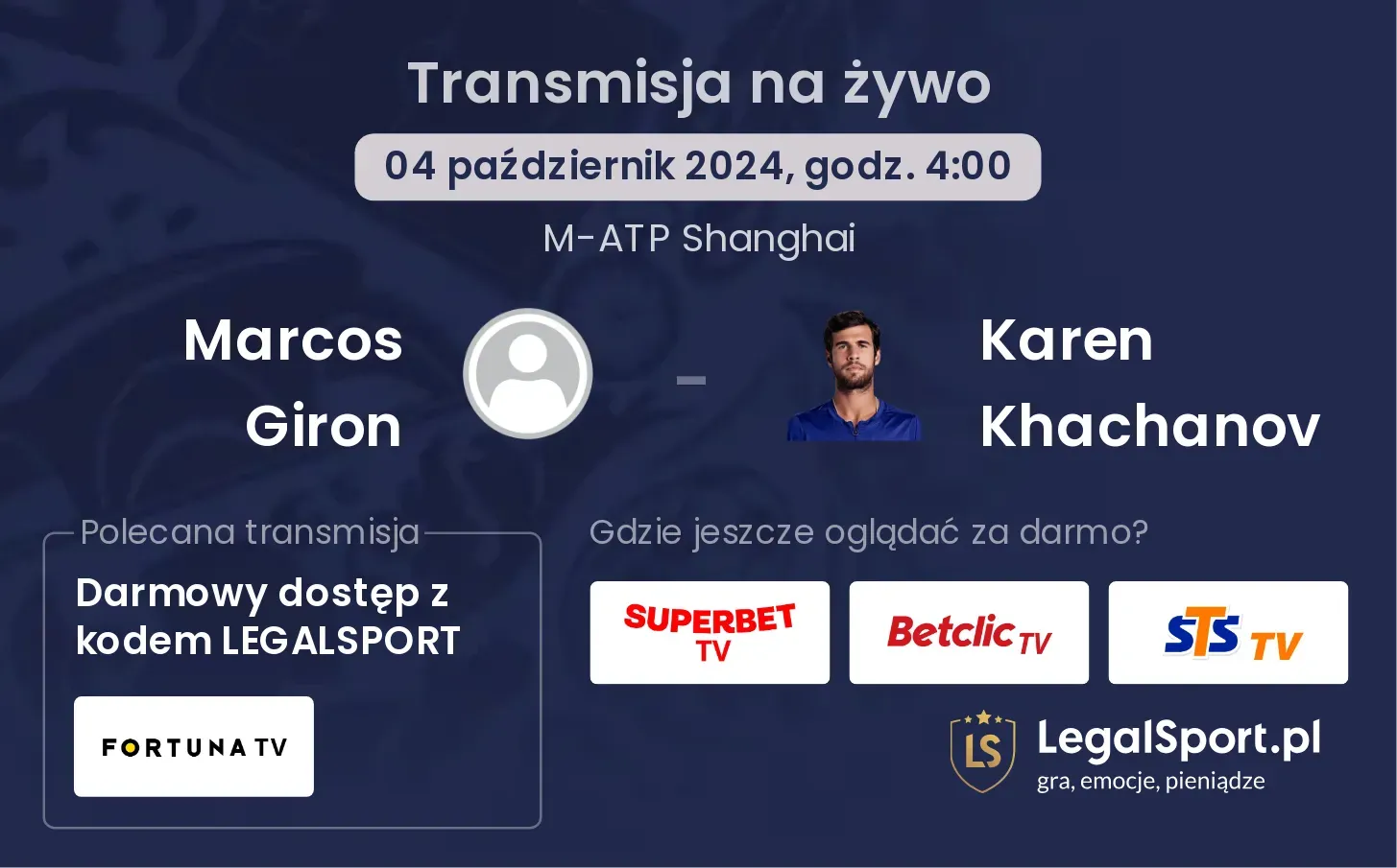 Marcos Giron - Karen Khachanov transmisja na żywo