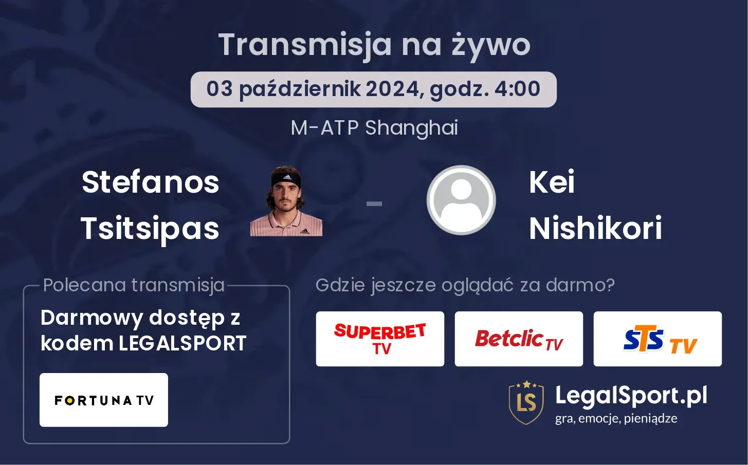 Stefanos Tsitsipas - Kei Nishikori transmisja na żywo