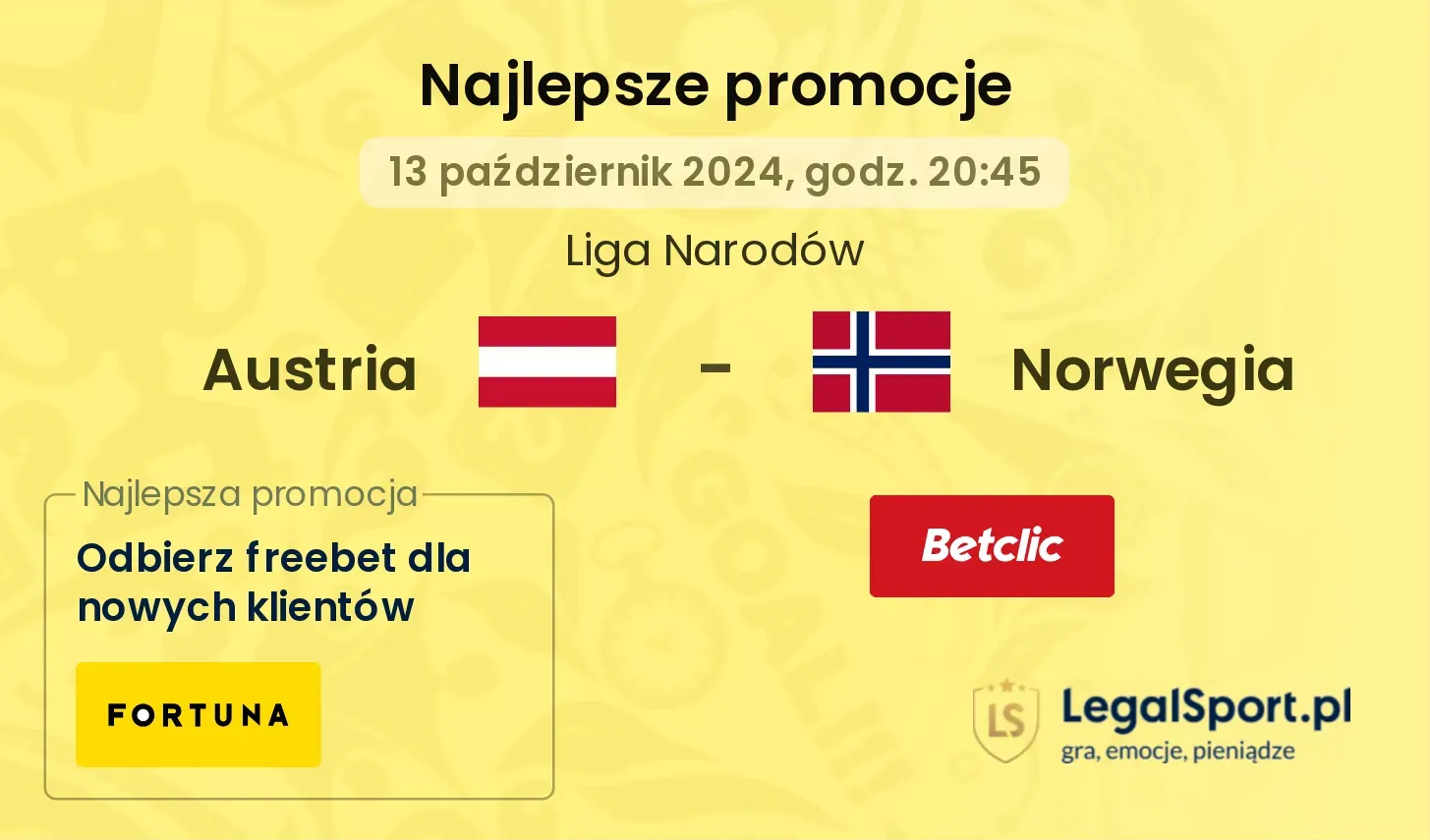 Austria - Norwegia promocje bonusy na mecz