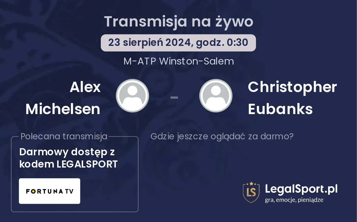 Alex Michelsen - Christopher Eubanks transmisja na żywo