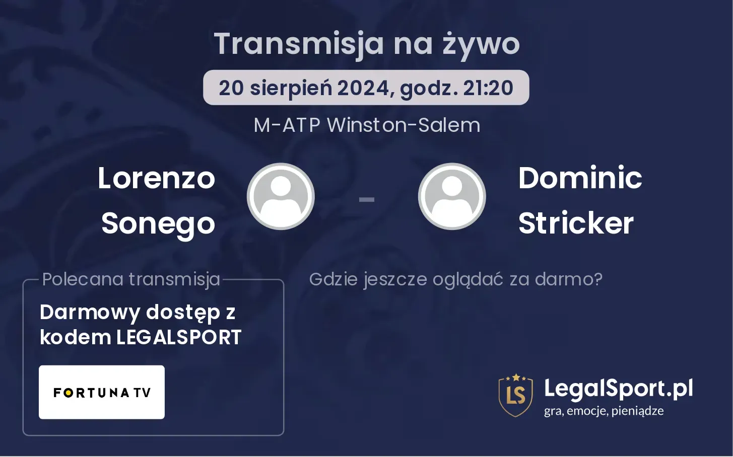 Lorenzo Sonego - Dominic Stricker transmisja na żywo