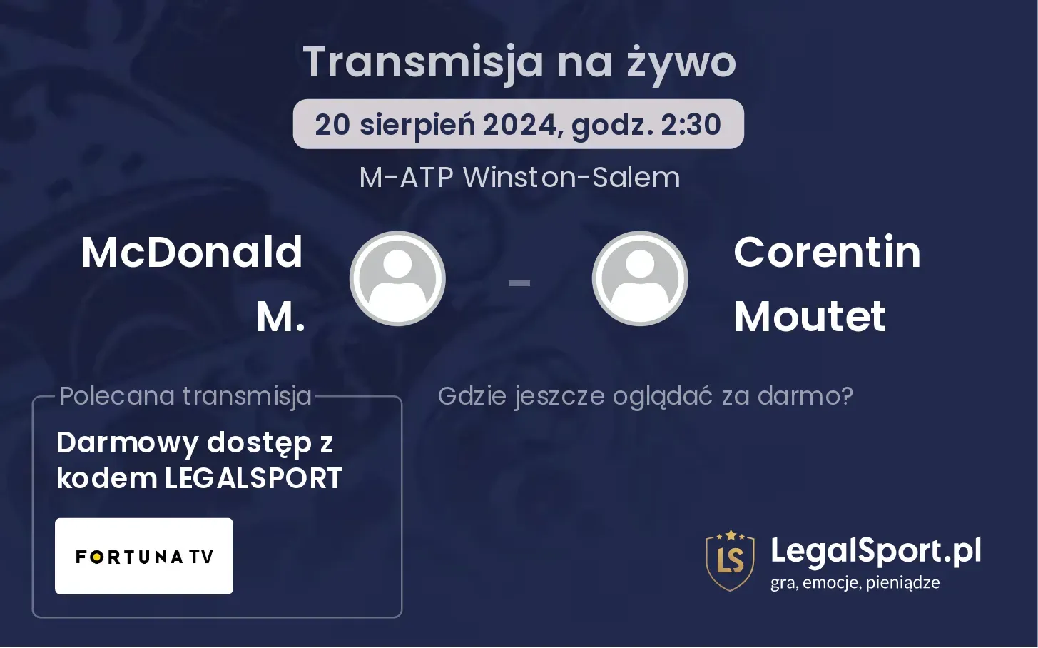 McDonald M. - Corentin Moutet transmisja na żywo