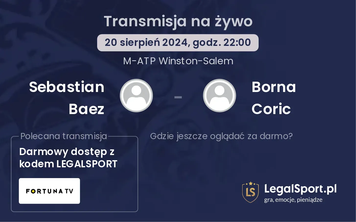 Sebastian Baez - Borna Coric transmisja na żywo