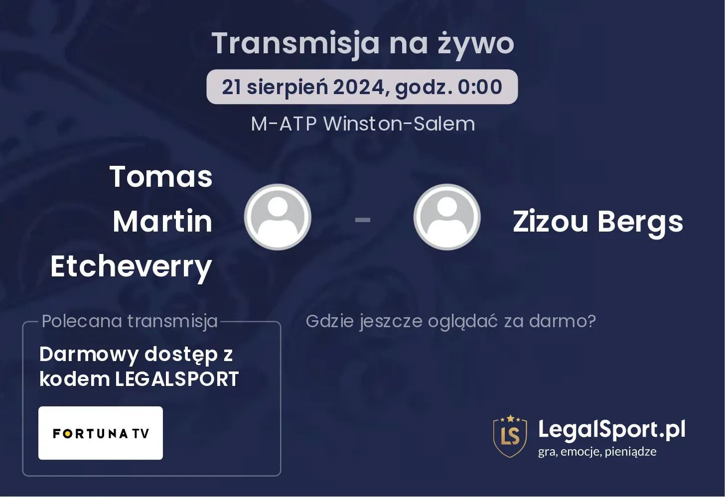 Tomas Martin Etcheverry - Zizou Bergs transmisja na żywo