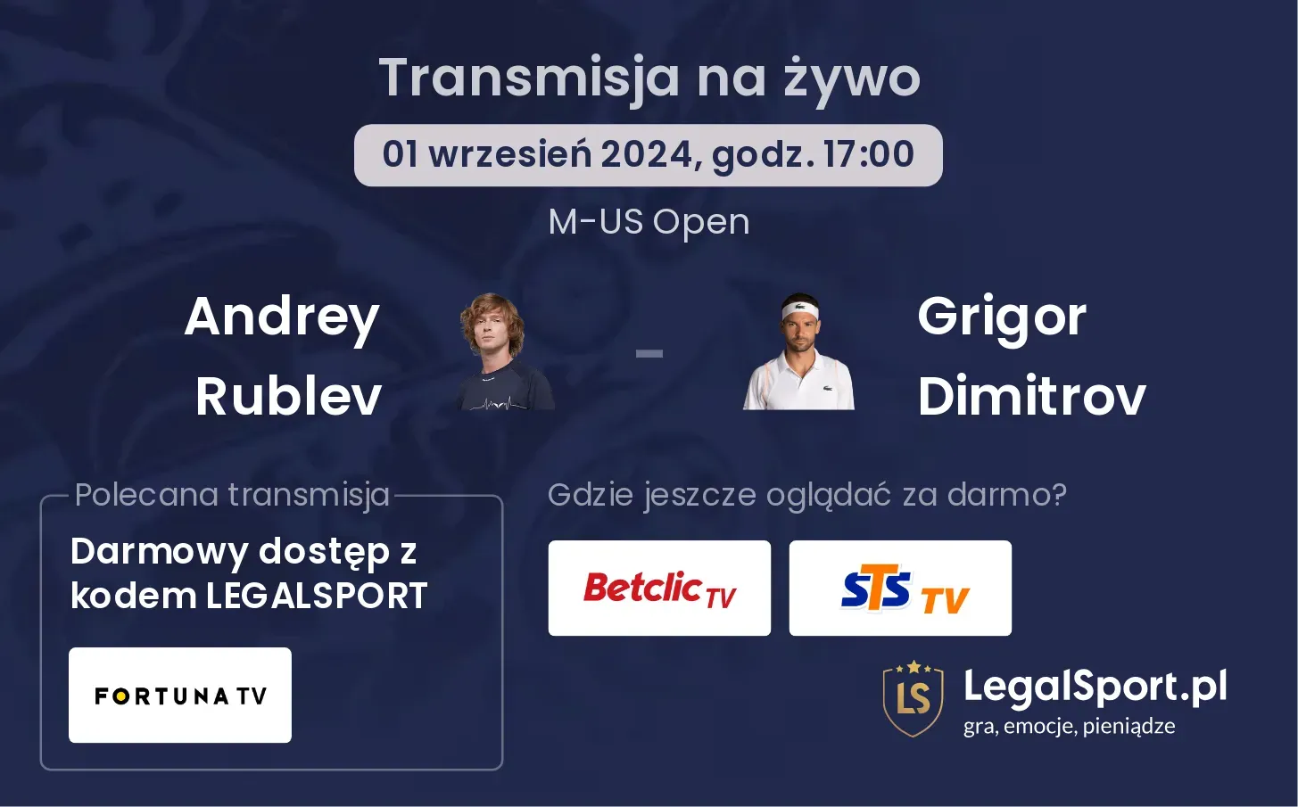 Andrey Rublev - Grigor Dimitrov transmisja na żywo