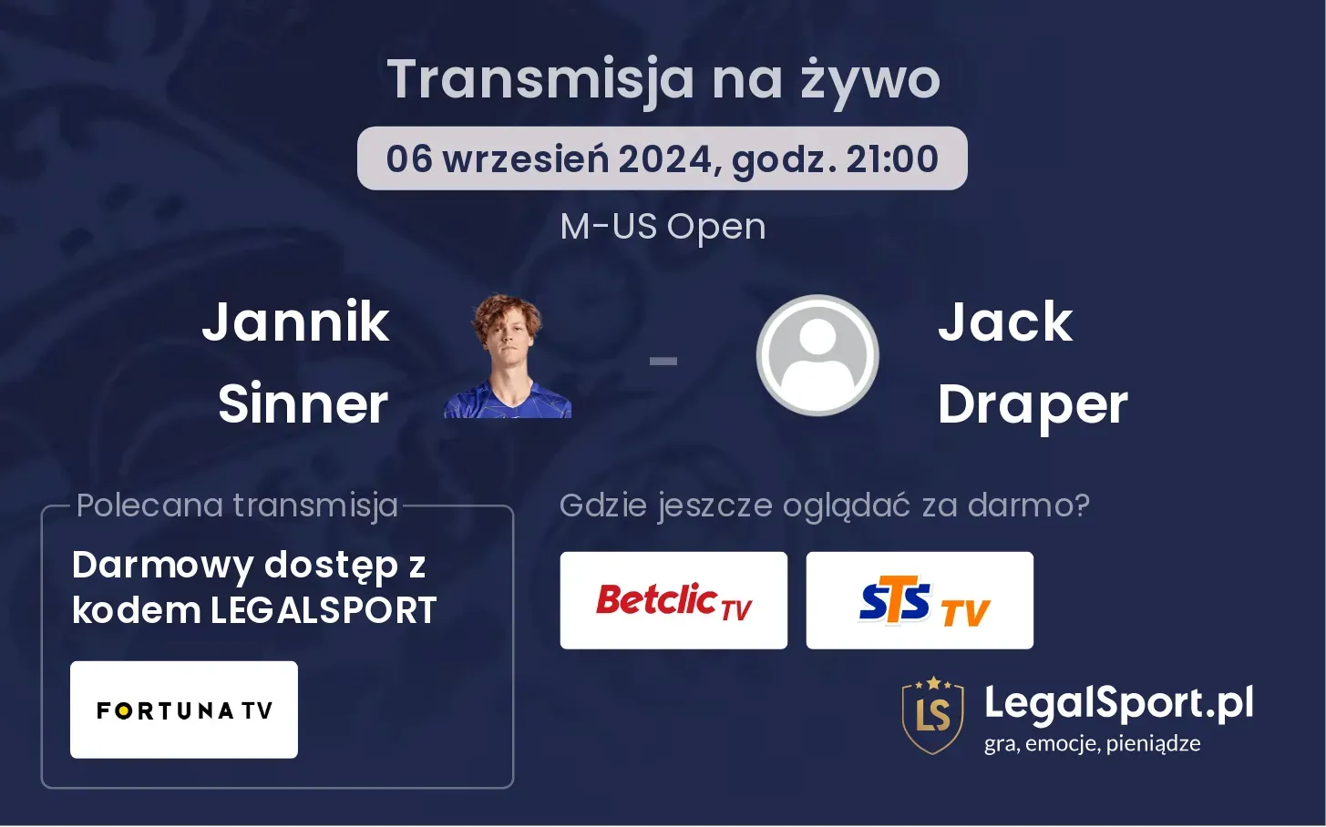 Jannik Sinner - Jack Draper transmisja na żywo