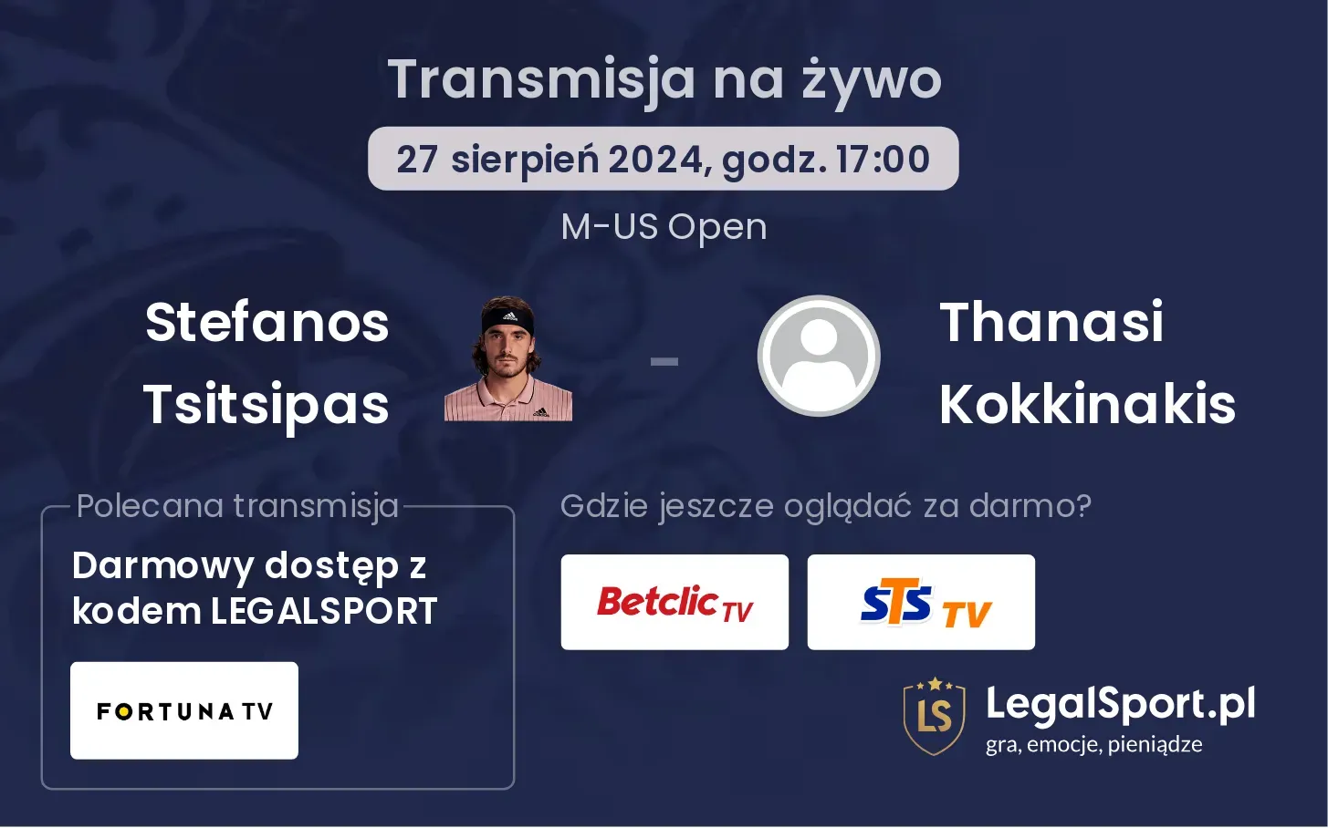 Stefanos Tsitsipas - Thanasi Kokkinakis transmisja na żywo