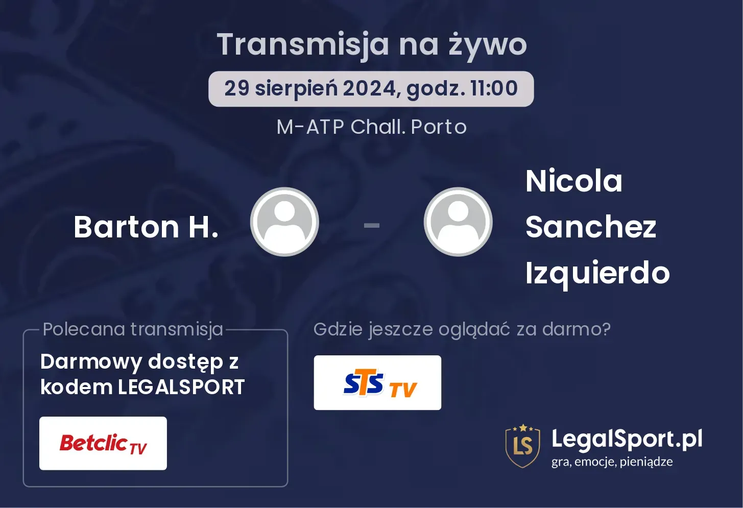 Barton H. - Nicola Sanchez Izquierdo transmisja na żywo