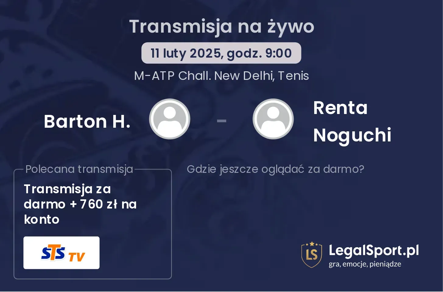 Barton H. - Renta Noguchi transmisja na żywo